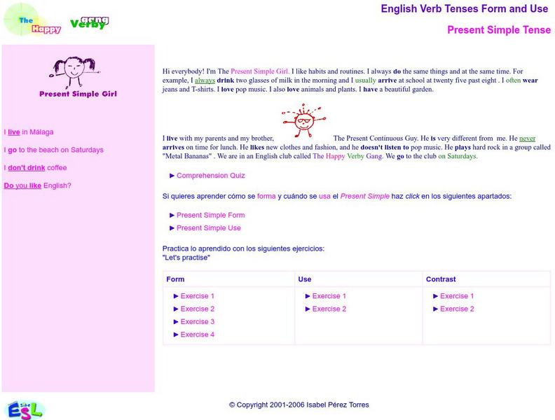 Isabel's Esl Site: Present Simple Tense Activity Isabel's Esl Site: Present Simple Tense Activity