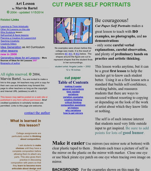 Art Lesson: Cut Paper Self Portraits Lesson Plan Art Lesson: Cut Paper Self Portraits Lesson Plan