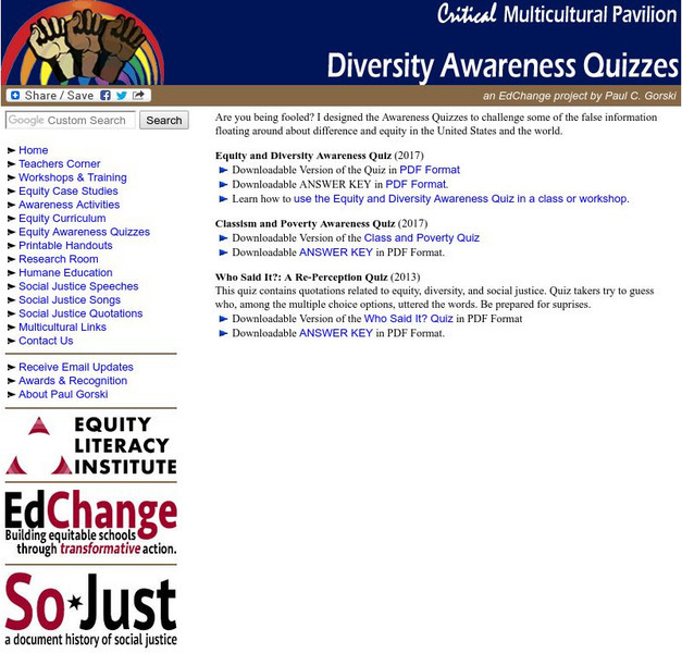 Equity and Social Justice Awareness Quiz Website Equity and Social Justice Awareness Quiz Website