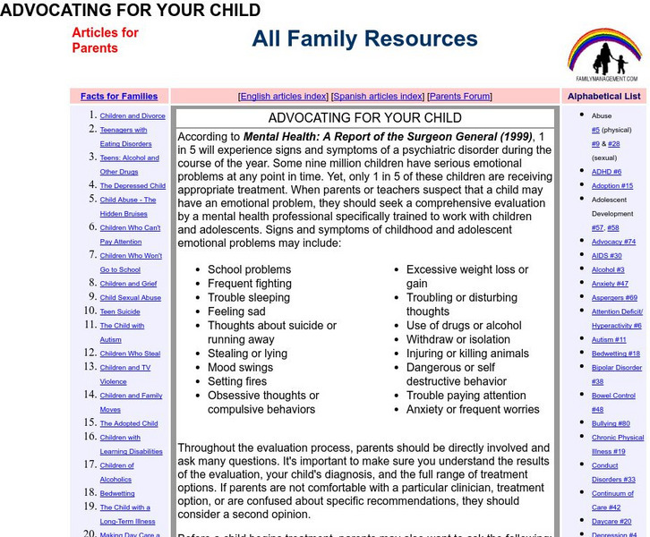 All Family Resources: Advocating for Your Child Article All Family Resources: Advocating for Your Child Article