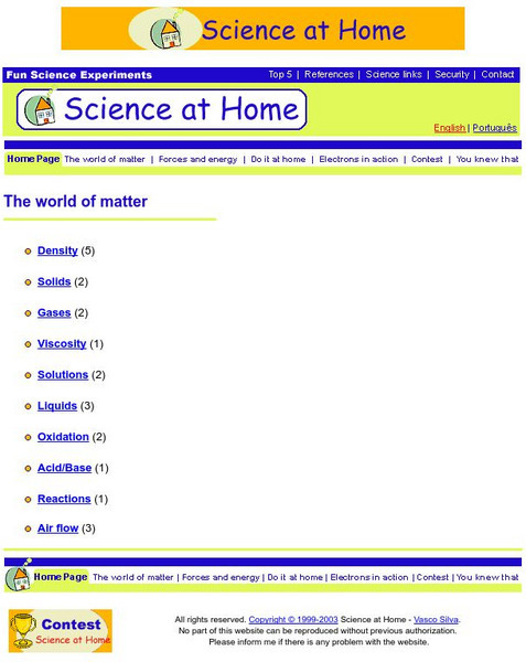 Science at Home: The World of Matter Activity Science at Home: The World of Matter Activity