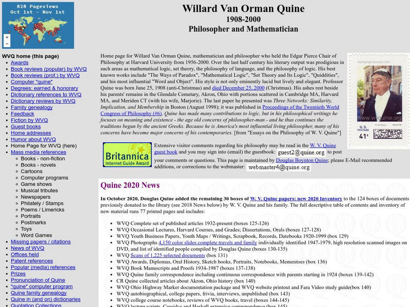 Willard Van Orman Quine Website Willard Van Orman Quine Website