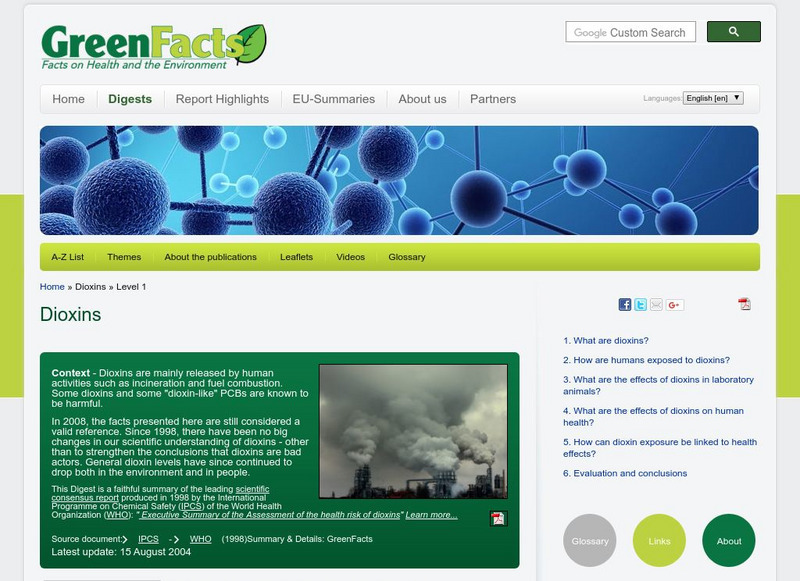 Green Facts: Scientific Facts on Dioxins Website Green Facts: Scientific Facts on Dioxins Website