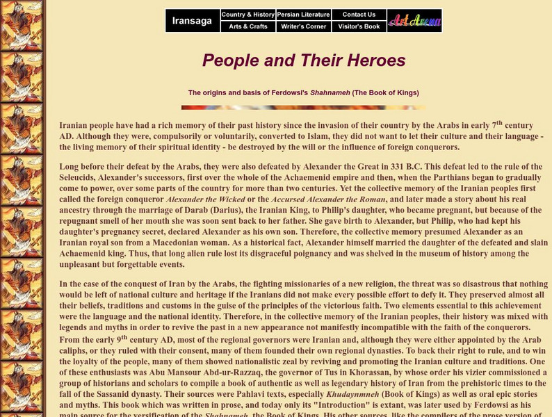 Art Arena: Origins and Basis of Ferdowsi's "Shahnameh" Website Art Arena: Origins and Basis of Ferdowsi's "Shahnameh" Website