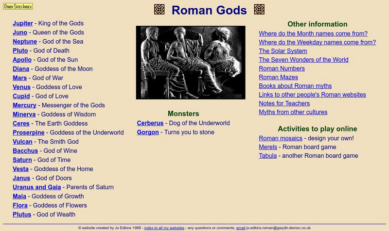 Roman Gods Handout Roman Gods Handout