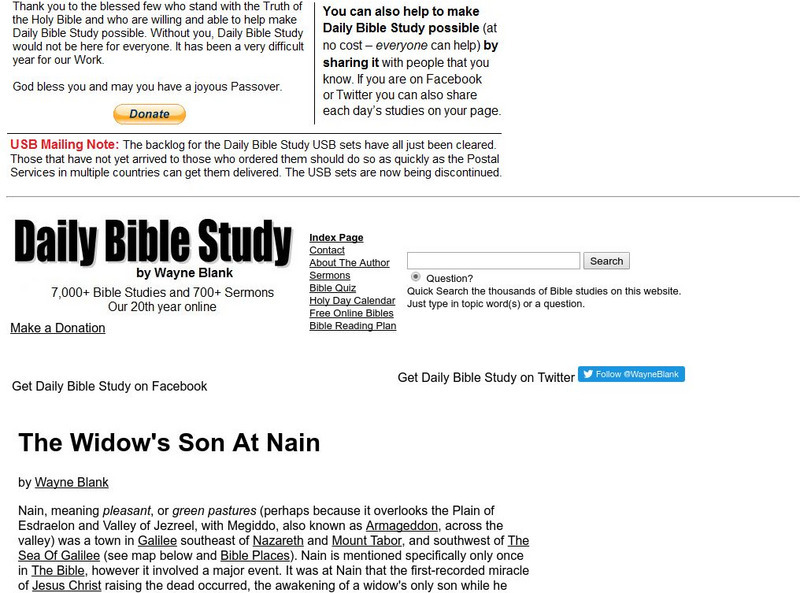 Daily Bible Study: The Widow's Son at Nain Website