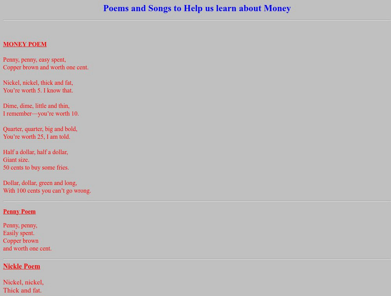 Teaching Heart: Money Poems Activity Teaching Heart: Money Poems Activity
