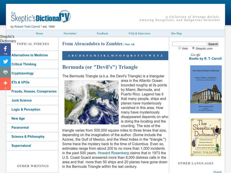 The Skeptic's Dicitonary: Bermuda Devil's Triangle Handout