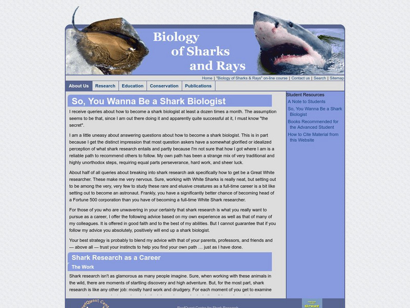 Reef Quest: So You Wanna Be a Shark Biologist Article