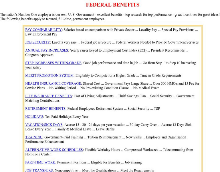 Federal Benefits Handout Federal Benefits Handout