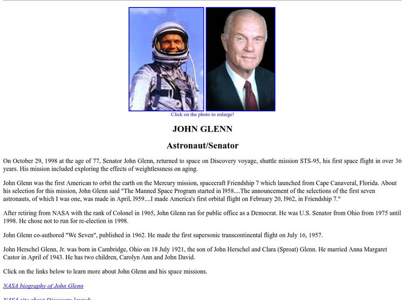 John Glenn: Astronaut/senator Handout John Glenn: Astronaut/senator Handout