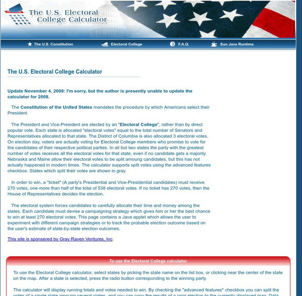 The u.s. Electoral College Calculator Activity The u.s. Electoral College Calculator Activity