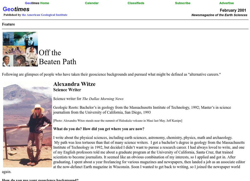 Geotimes: Off the Beaten Path Handout