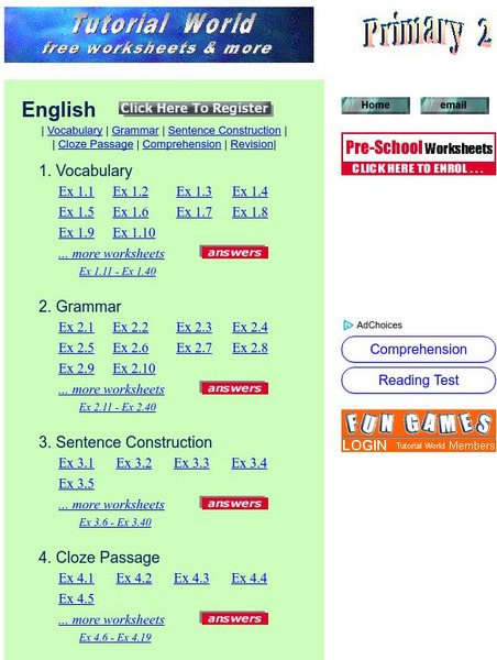 Tutorial World: Basic Reading Worksheets for Grade 2 Website Tutorial World: Basic Reading Worksheets for Grade 2 Website