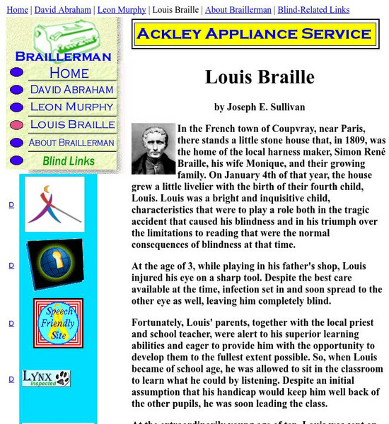 Braillerman: Louis Braille Handout Braillerman: Louis Braille Handout
