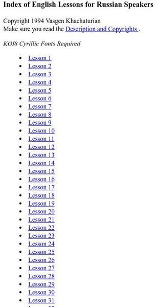 Ispol: Index of English Lessons for Russian Speakers Activity Ispol: Index of English Lessons for Russian Speakers Activity