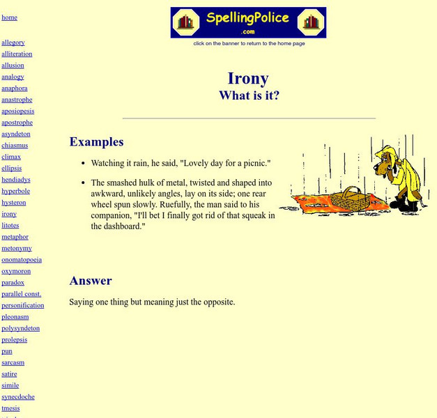 Spelling police.com: Irony Handout Spelling police.com: Irony Handout