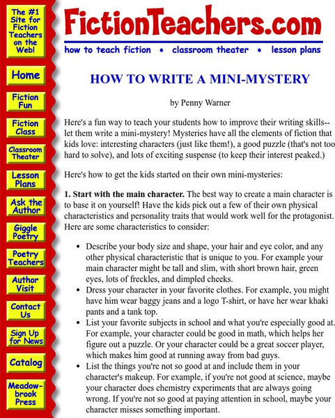Fiction teachers.com: How to Write a Mini Mystery Article Fiction teachers.com: How to Write a Mini Mystery Article