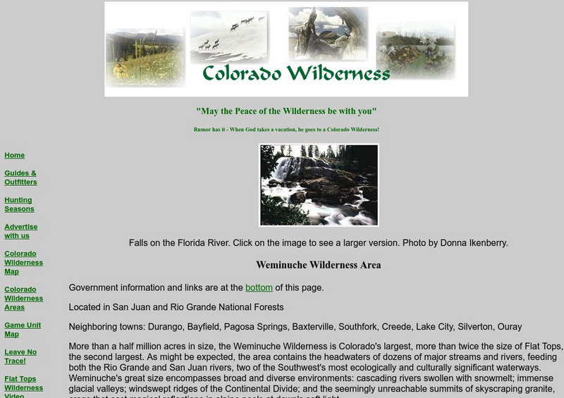 Colorado Wilderness: Weminuche Wilderness Area Handout Colorado Wilderness: Weminuche Wilderness Area Handout