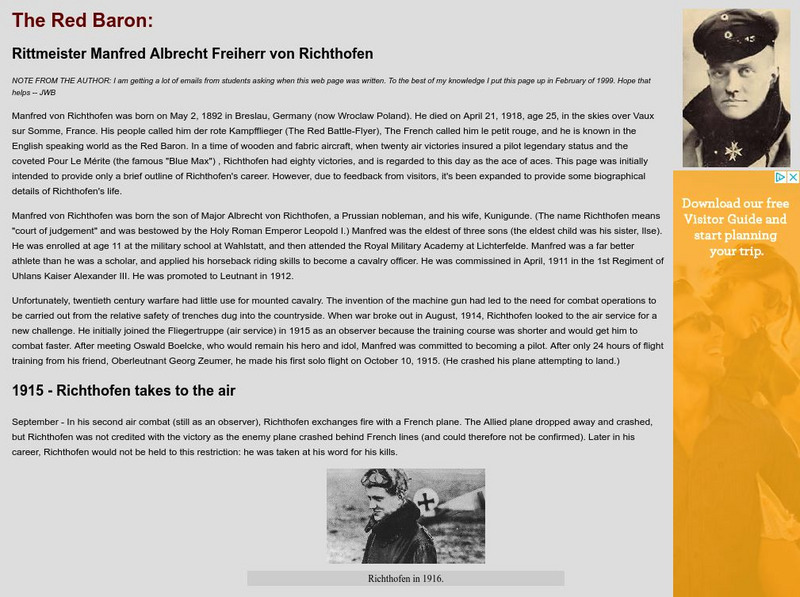 The Red Baron: Manfred Albrecht Von Richthofen Website