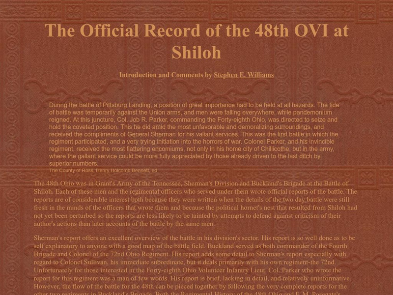 48th Ovvi Regiment: The Official Record of the 48th Ovi at Shiloh Website 48th Ovvi Regiment: The Official Record of the 48th Ovi at Shiloh Website
