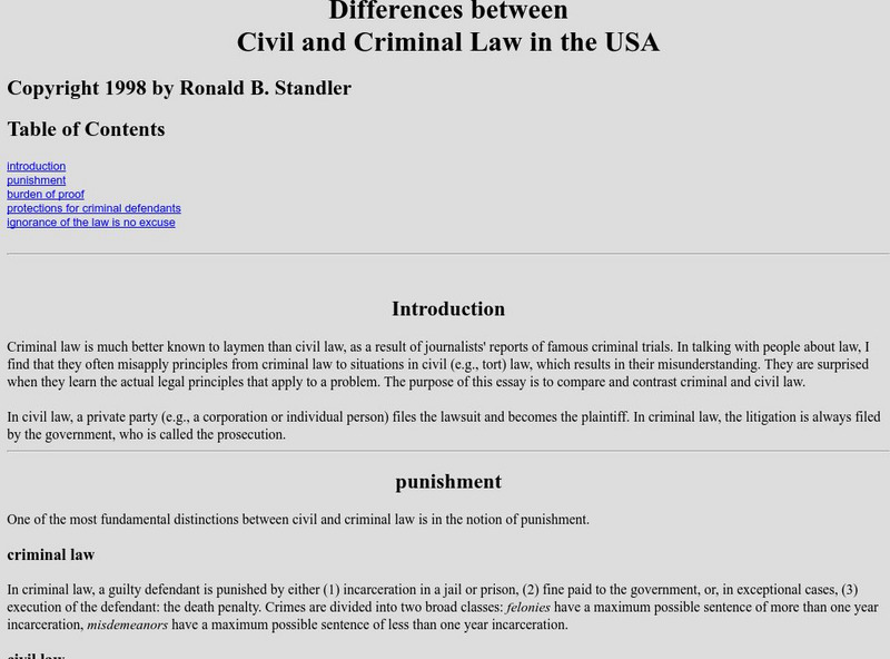 Differences Between Civil and Criminal Law in the Usa Activity Differences Between Civil and Criminal Law in the Usa Activity