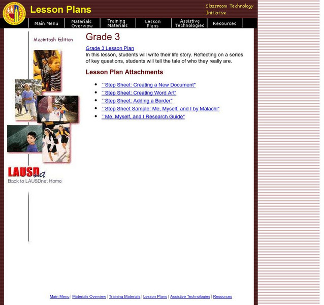 Laus Dnet: Grade 3 Word Lesson Plan (Me, Myself and I) Lesson Plan Laus Dnet: Grade 3 Word Lesson Plan (Me, Myself and I) Lesson Plan