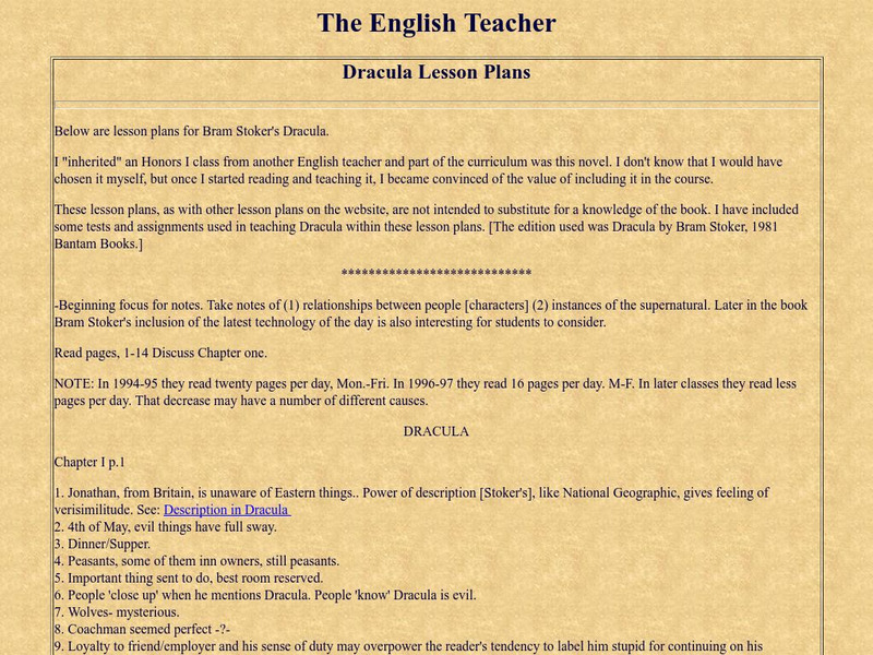 Teacher2b.com: Dracula Lesson Plans Lesson Plan Teacher2b.com: Dracula Lesson Plans Lesson Plan