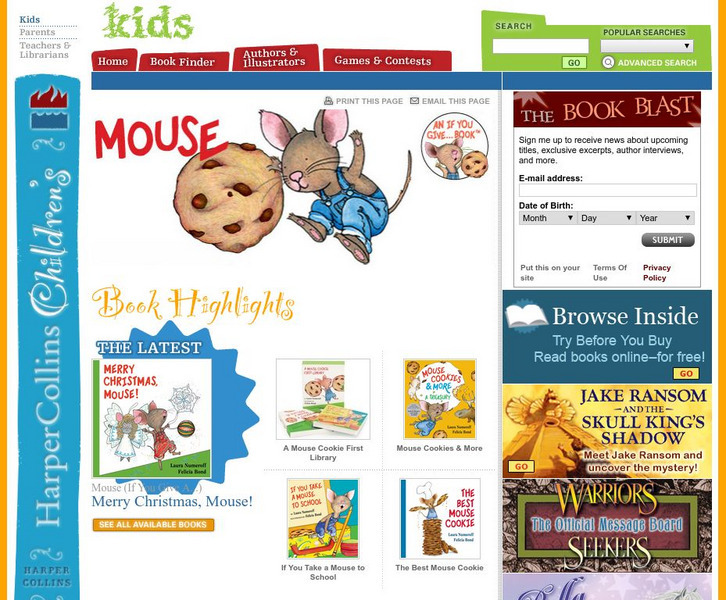 Harper childrens.com: If You Take a Mouse to the Movies Website Harper childrens.com: If You Take a Mouse to the Movies Website