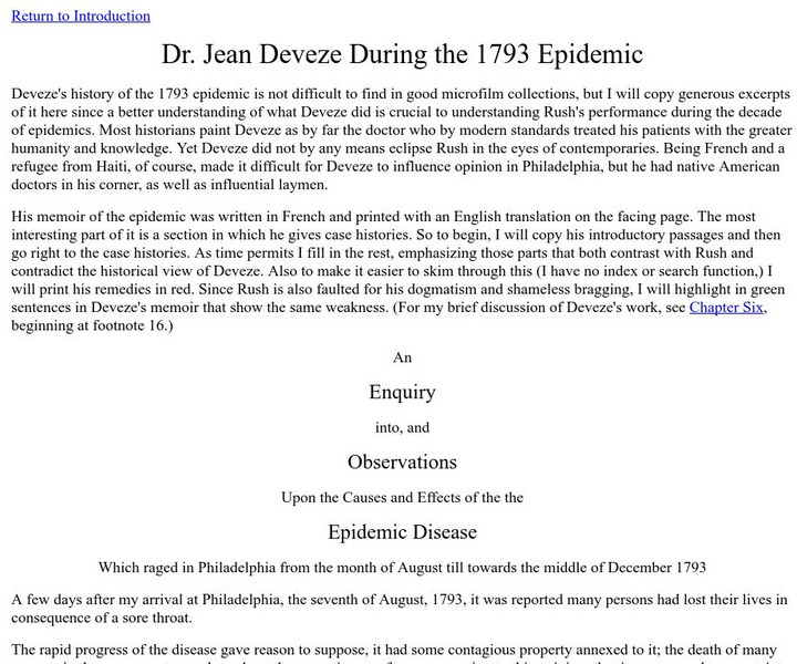Benjamin Rush and Yellow Fever: Dr. Jean Deveze During the 1793 Epidemic Primary