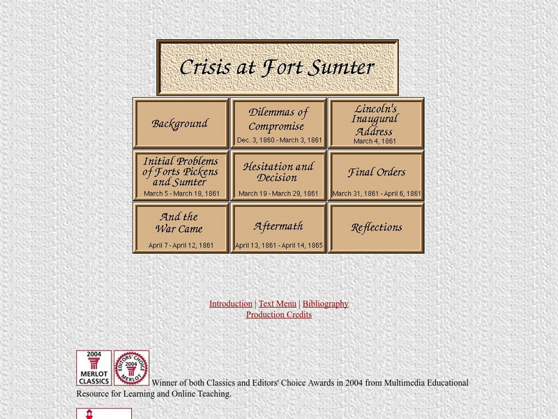 Crisis at Fort Sumter Website Crisis at Fort Sumter Website