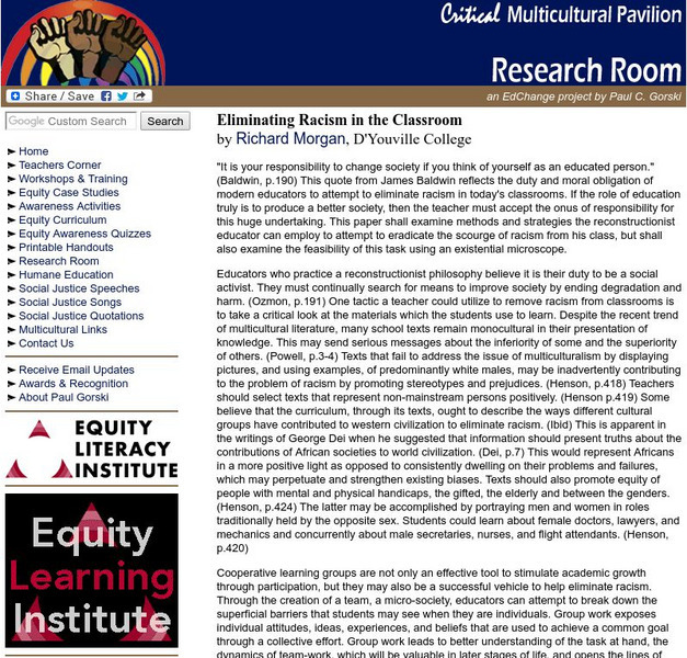 Eliminating Racism in the Classroom Article Eliminating Racism in the Classroom Article