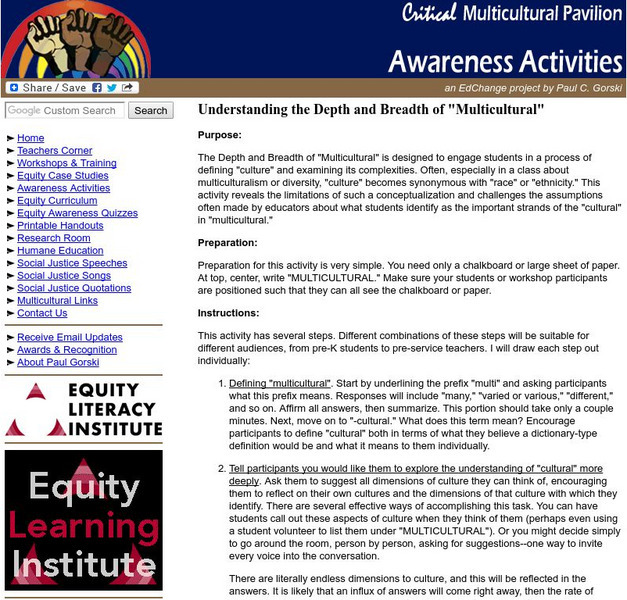 Understanding the Depth and Breadth of "Multicultural" Activity Understanding the Depth and Breadth of "Multicultural" Activity