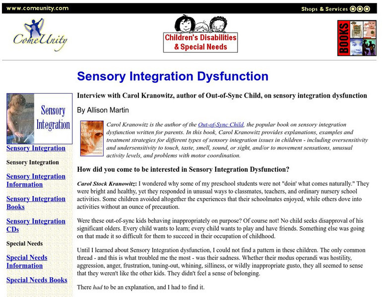 Come Unity: Sensory Integration Dysfunction Website Come Unity: Sensory Integration Dysfunction Website