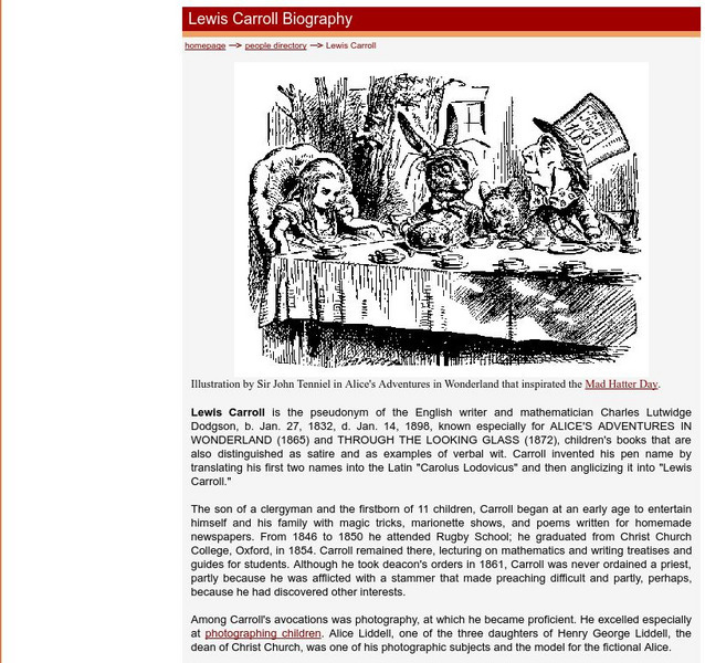 Insite.com: Lewis Carroll Biography Website Insite.com: Lewis Carroll Biography Website