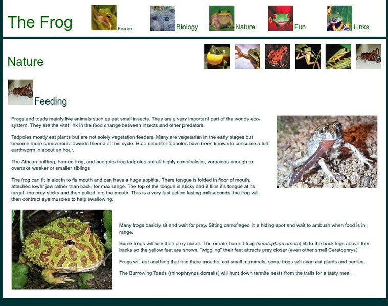The frog.org: Feeding Handout The frog.org: Feeding Handout