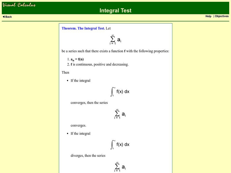 Math Archives: Visual Calculus: Integral Test Activity Math Archives: Visual Calculus: Integral Test Activity