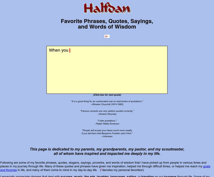 Halfdan's Favorite Sayings, Quotes, Phrases and Wisdom Website