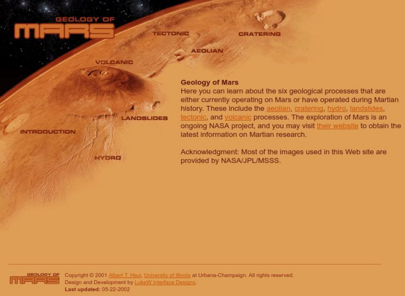 Luke W Interface Designs: Geology of Mars Website Luke W Interface Designs: Geology of Mars Website