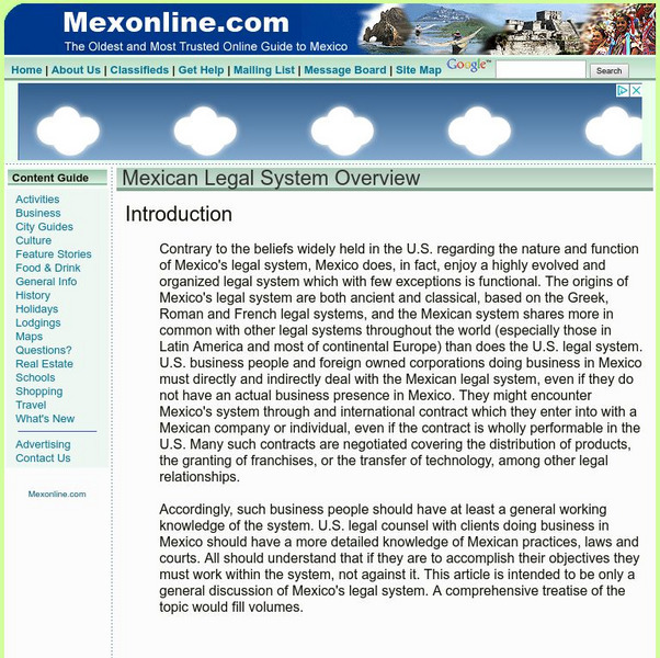 Mexico Online: Mexican Legal System Overview Website Mexico Online: Mexican Legal System Overview Website