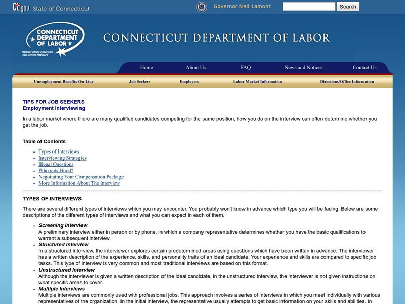 Ctdol: Employment Interviewing Website Ctdol: Employment Interviewing Website