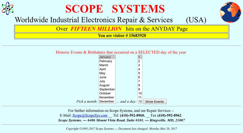 Historic Events on a Selected Day of the Year Website Historic Events on a Selected Day of the Year Website