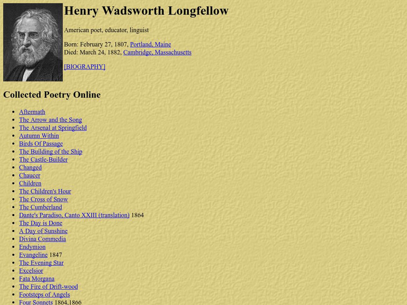 Eclectic Esoterica: Henry Wadsworth Longfellow Website Eclectic Esoterica: Henry Wadsworth Longfellow Website