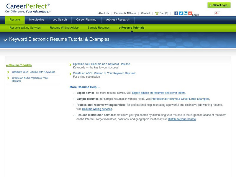 Career Perfect: E Resume Tutorial Website Career Perfect: E Resume Tutorial Website