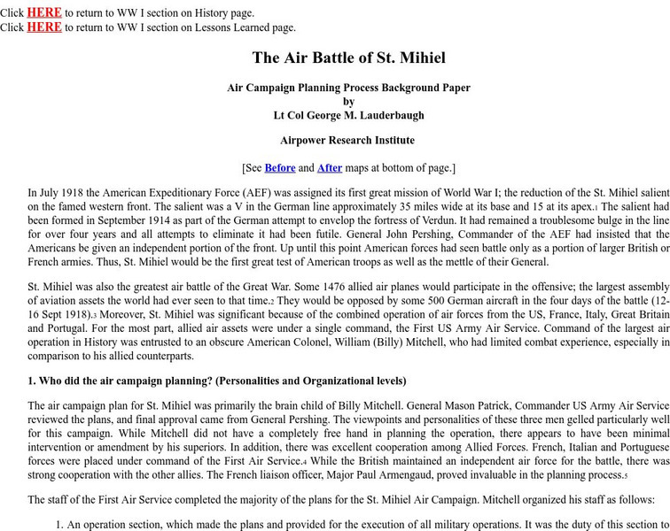 Air War College: The Air Battle of St. Milhiel Website