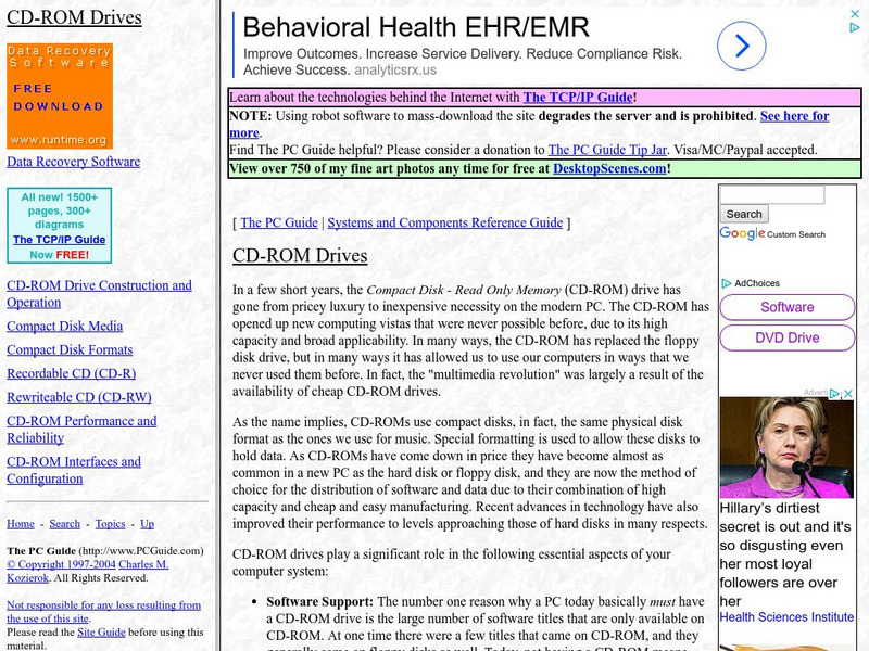 Pc Guide: Cd Rom Drives Handout