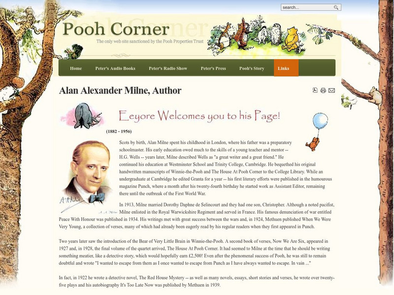 Pooh Corner: Biography of Alan Alexander Milne Website Pooh Corner: Biography of Alan Alexander Milne Website
