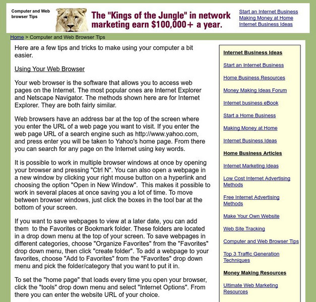 Affiliate Success tips.com: Using Your Web Browser Article Affiliate Success tips.com: Using Your Web Browser Article