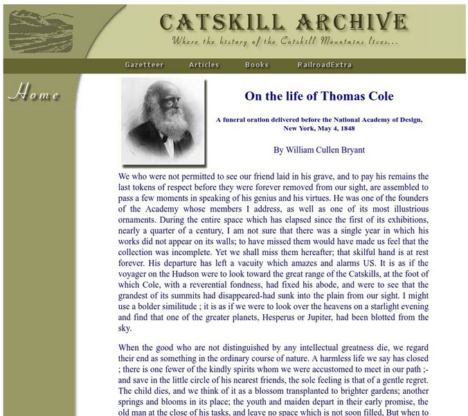 On the Life of Thomas Cole Website