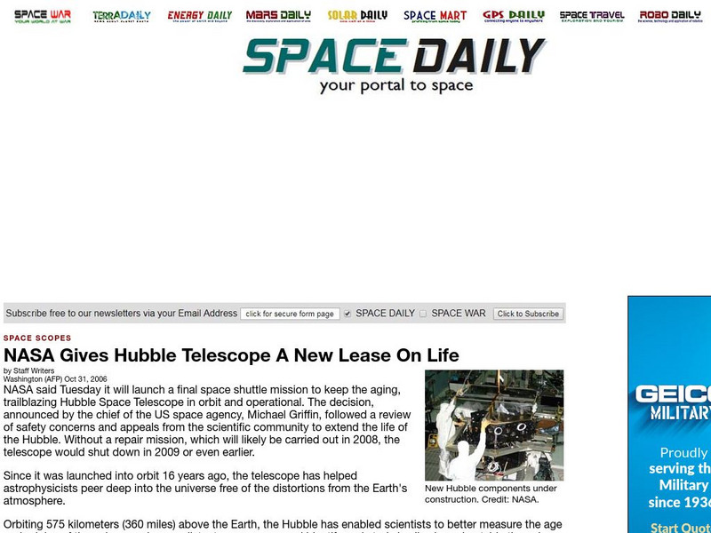 News in Science: Nasa Gives Hubble New Lease of Life Website